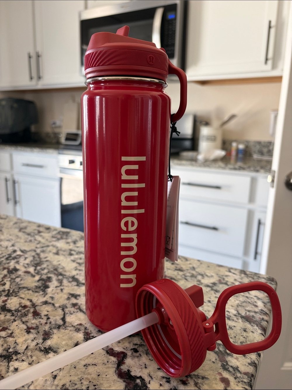 lululemon athletica Red Stainless Water Bottle with Straw Lid